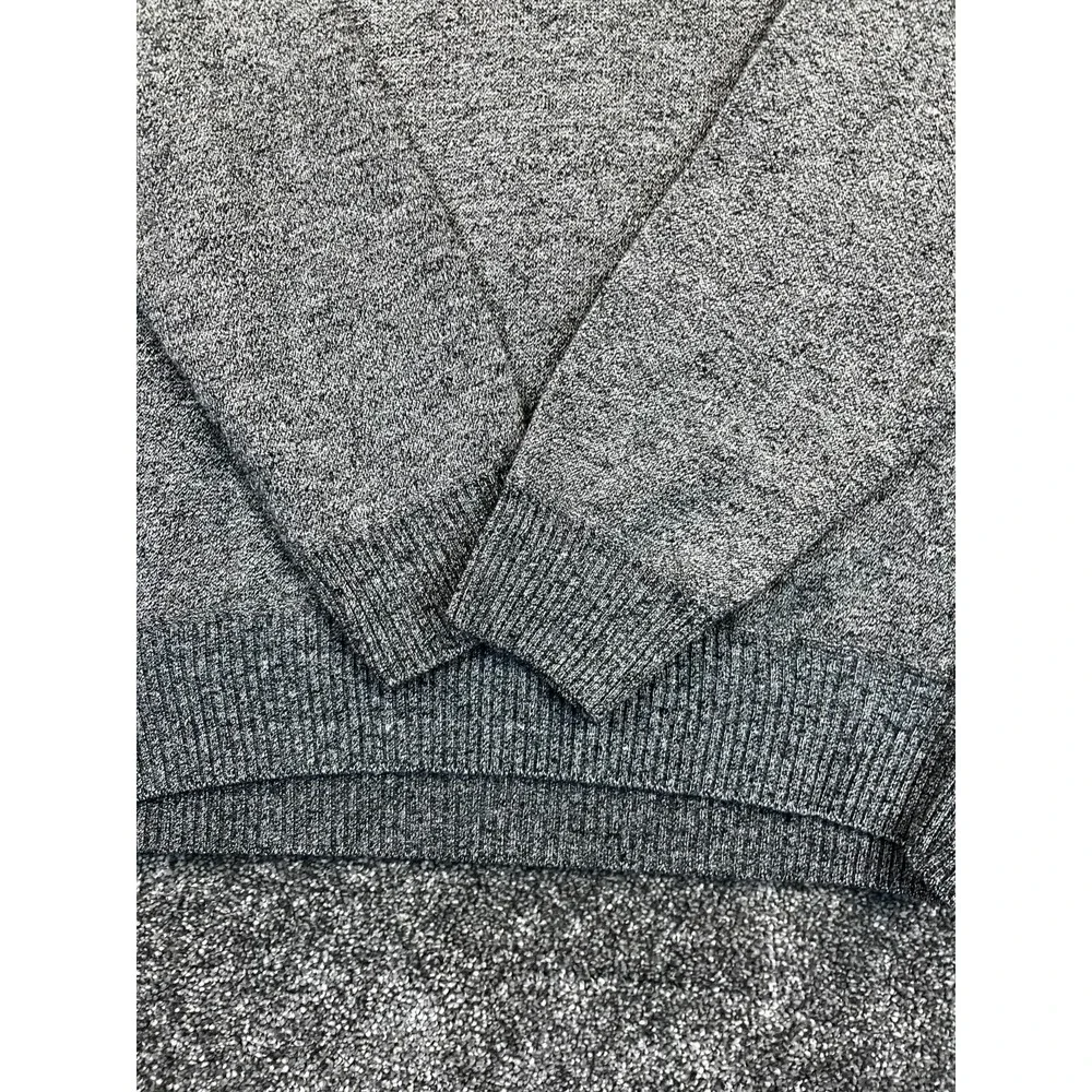 North Pole Sweater Mens M Quarter Zip Knit Gray/Black Suede Shoulder Pullover - Picture 2 of 9